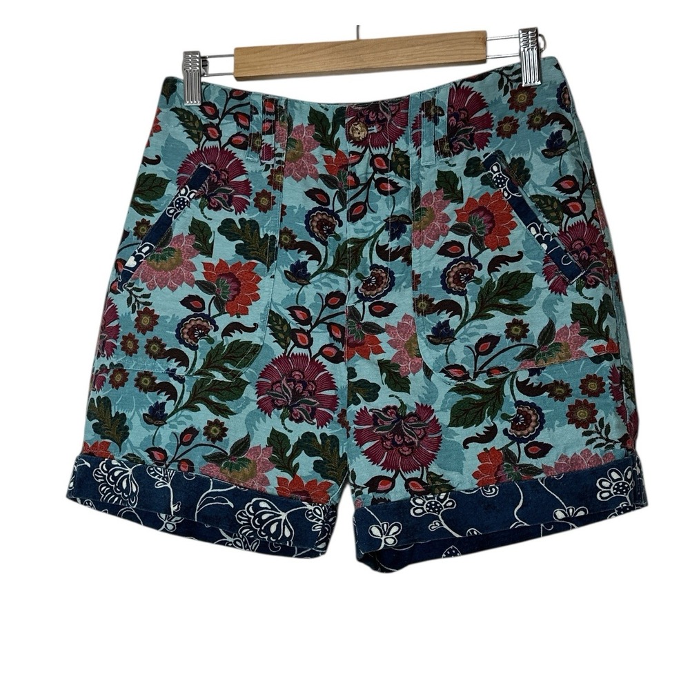 Sundance Shorts Women's Size 2 Linen Blend Bohemian Flower Beach Resort Pockets